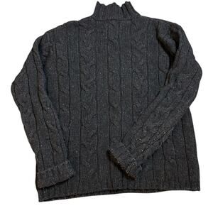 Vtg American Eagle Sweater Mock Neck Brown Lambswool Donegal Fisherman Mens XS